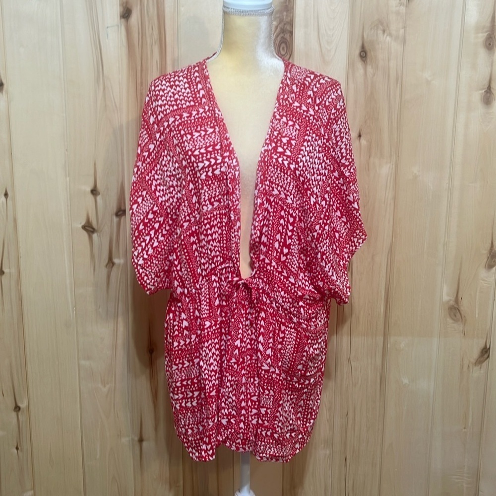 Victoria's Secret Red and‎ White Heart Cover Up One Size